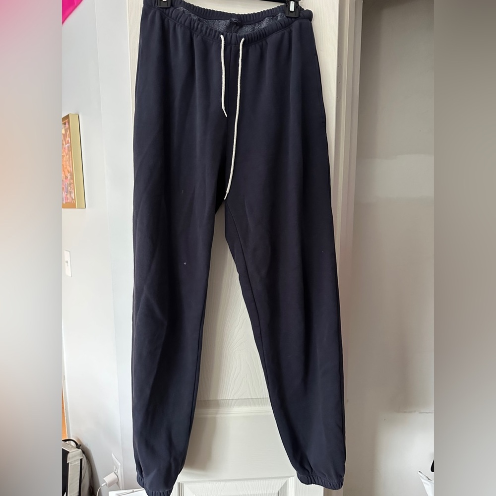 Brandy Melville Black Sweatpants with Elastic Cuffs and Drawstring Waistband